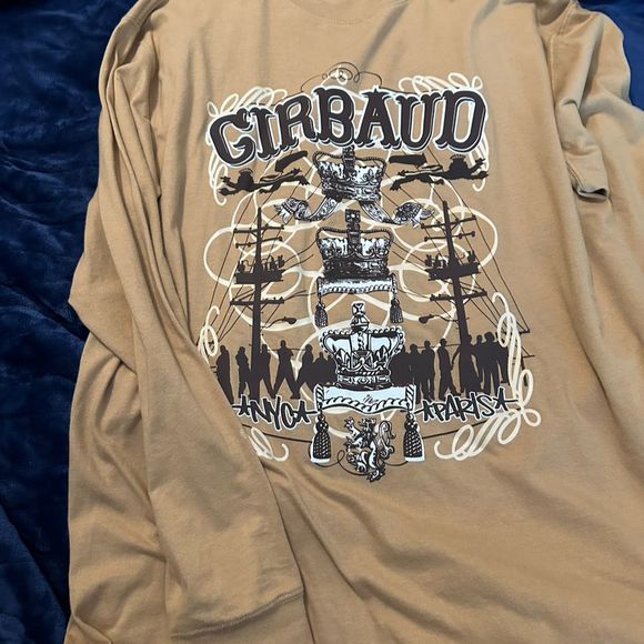 Vintage Girbaud Men's XL Tan Graphic Print Long Sleeve T-Shirt with Horse Design - Picture 4 of 9